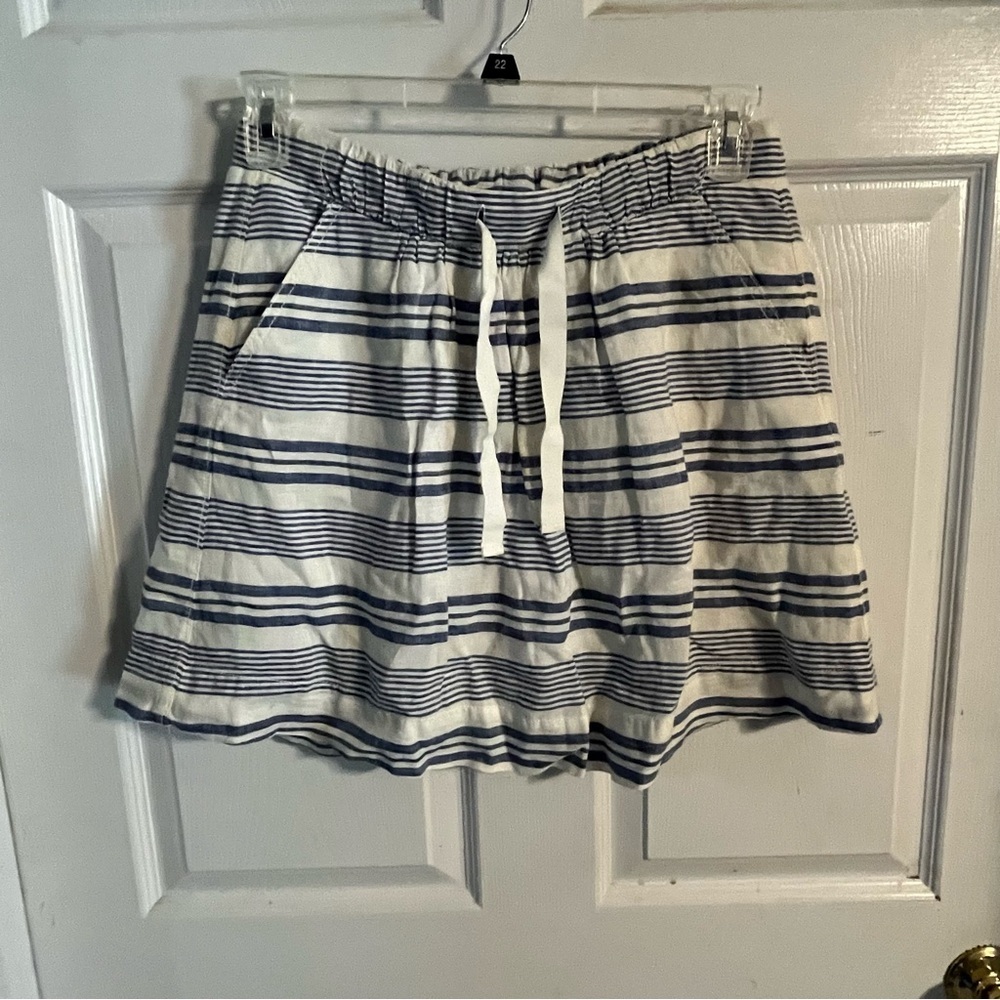 J. Crew Blue and White Mini Skater Skirt